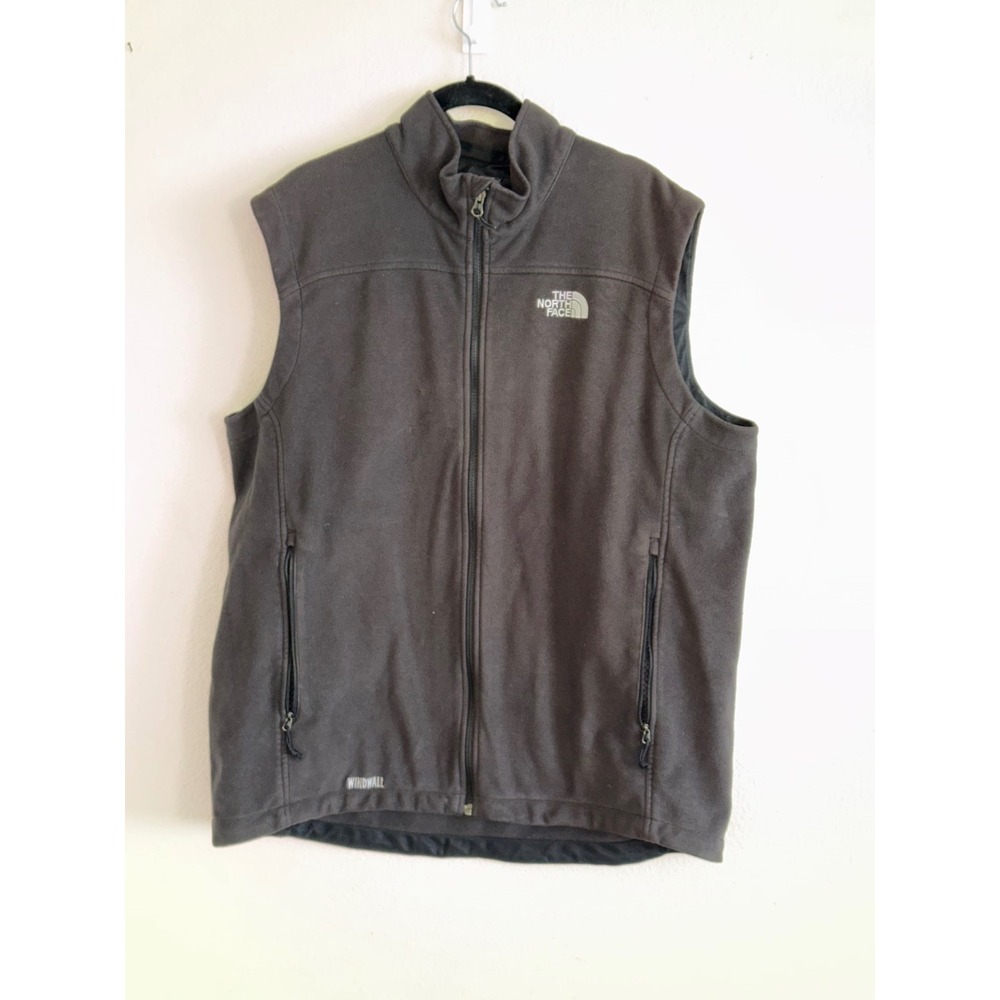 The North Face WindWall Fleece Vest Mens XL Gray Full Zip Mock Neck Hiking